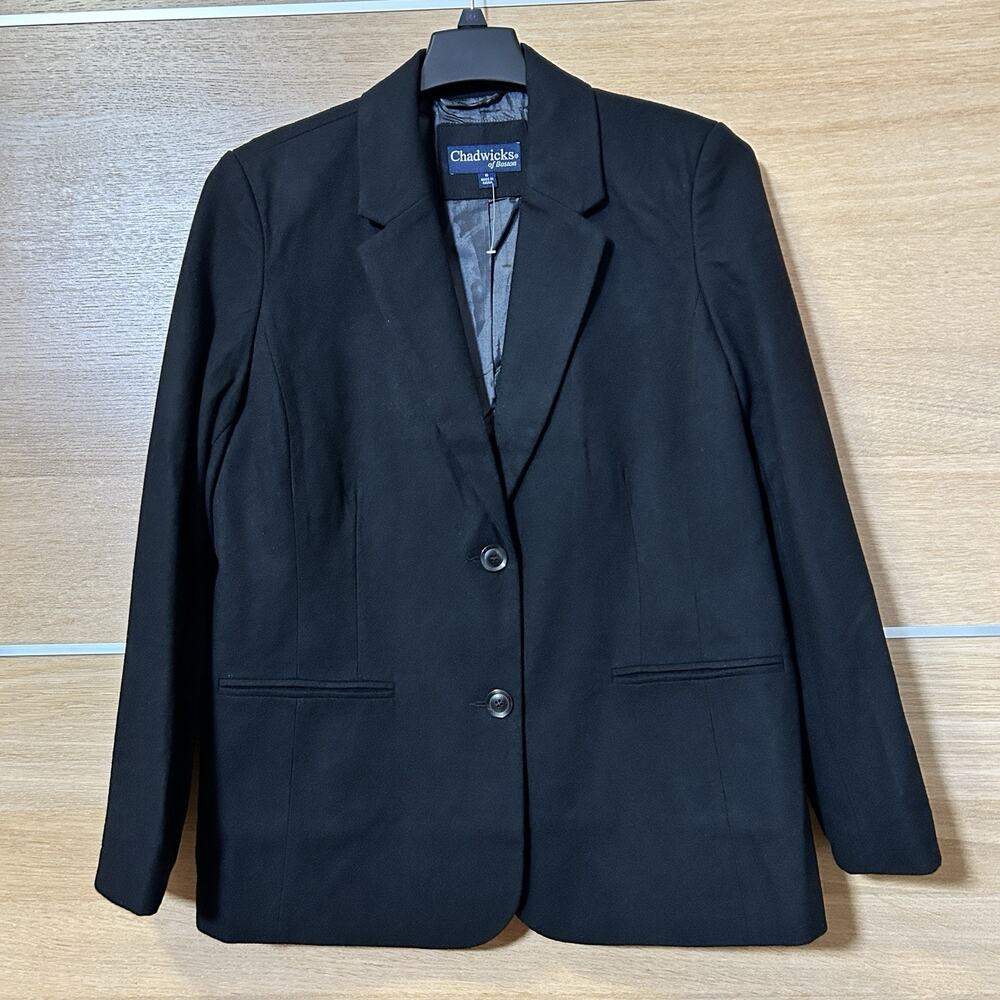 NEW Chadwicks Of Boston 55% Wool Blazer Women's Sz 16 Black Office Work Classic